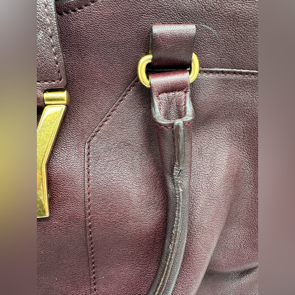 Yves Saint Laurent Vintage Top Handle Cabas Chyc Bag Burgundy Leather - Picture 4 of 7